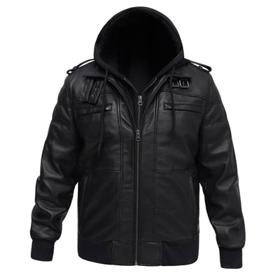 black leather biker jacket