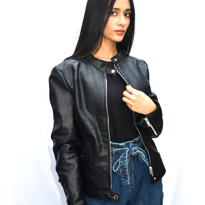 Women's Duluth Black Biker Leather Jackets